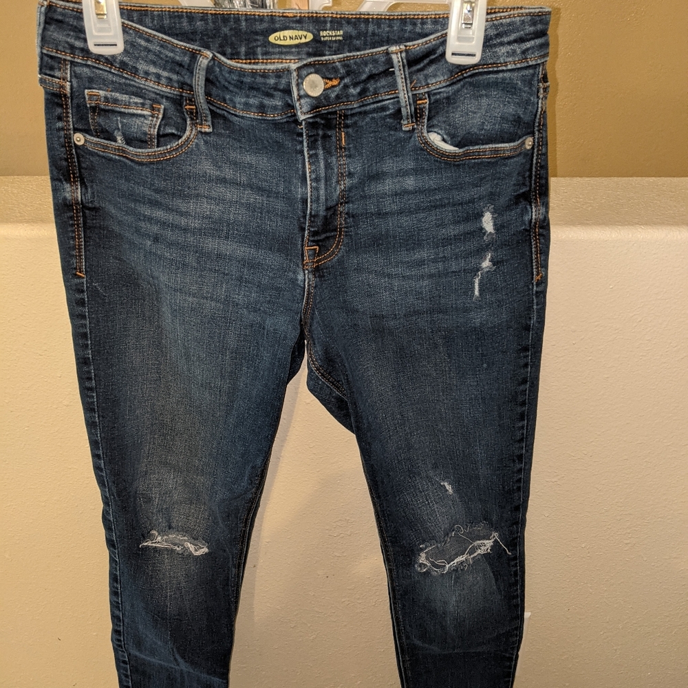 Old Navy Junior's Rockstar Super Skinny Distressed Jeans Size 10